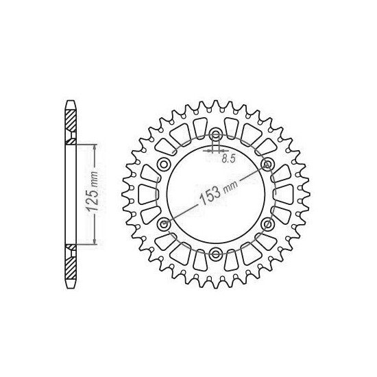Couronne Alu TT Honda Rouge - 520 - 48 Dents - Similaire JTA210 - Made