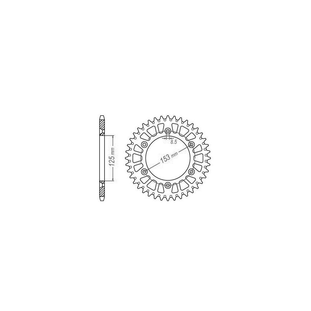 Couronne Alu TT Honda Rouge - 520 - 50 Dents - Similaire JTA210 - Made