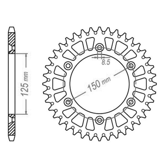 Couronne Alu TT Husqvarna-KTM Bleue - 520 - 50 Dents - Similaire JTA89