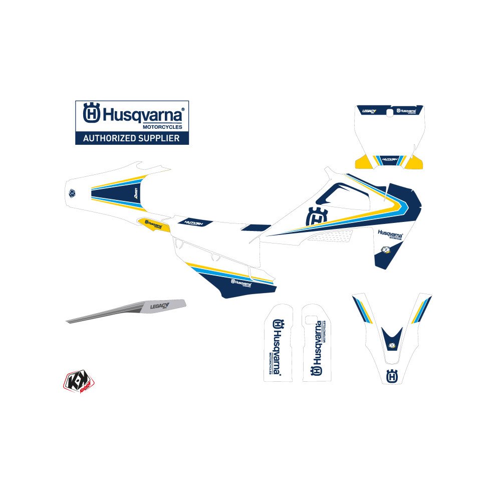 Kit Deco Moto Cross Legacy Husqvarna 450 FS Bleu Jaune
