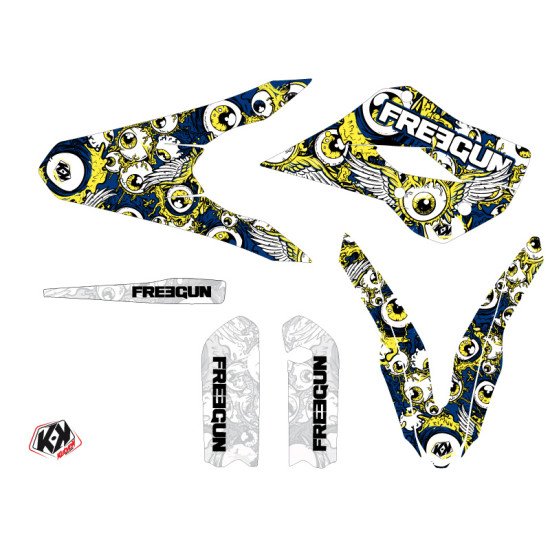 Kit Deco Moto Cross Freegun Eyed Husqvarna TC 85 Bleu Jaune