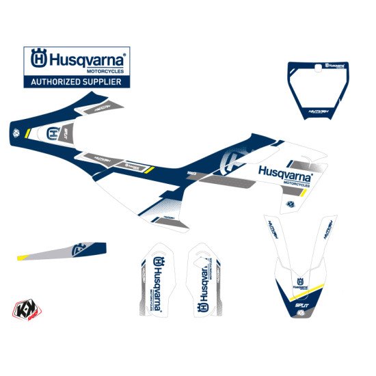 Kit Deco Moto Cross Split Husqvarna TC 85 Blanc Bleu
