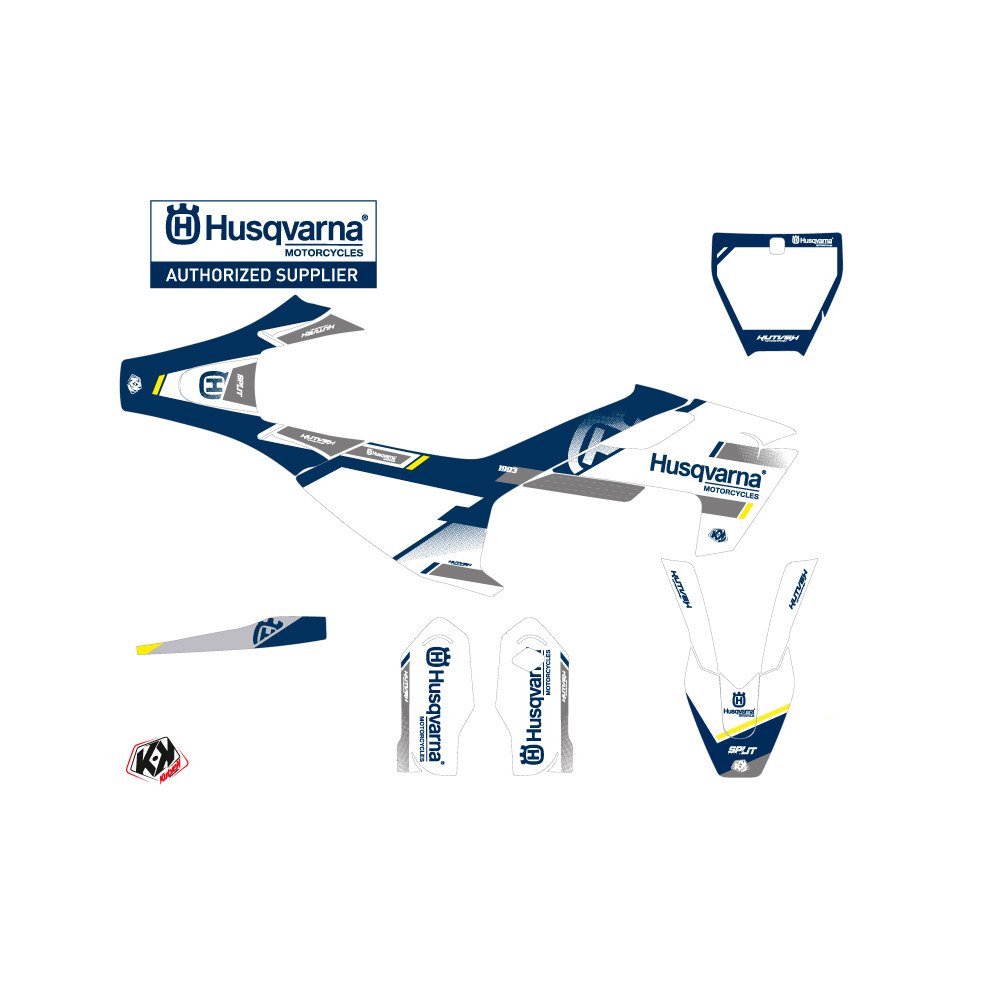 Kit Deco Moto Cross Split Husqvarna TC 85 Blanc Bleu