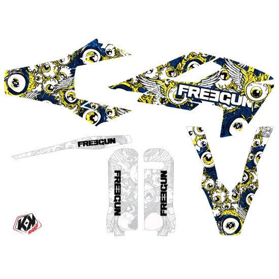 Kit Deco Moto Cross Freegun Eyed Husqvarna TC 125 Bleu Jaune
