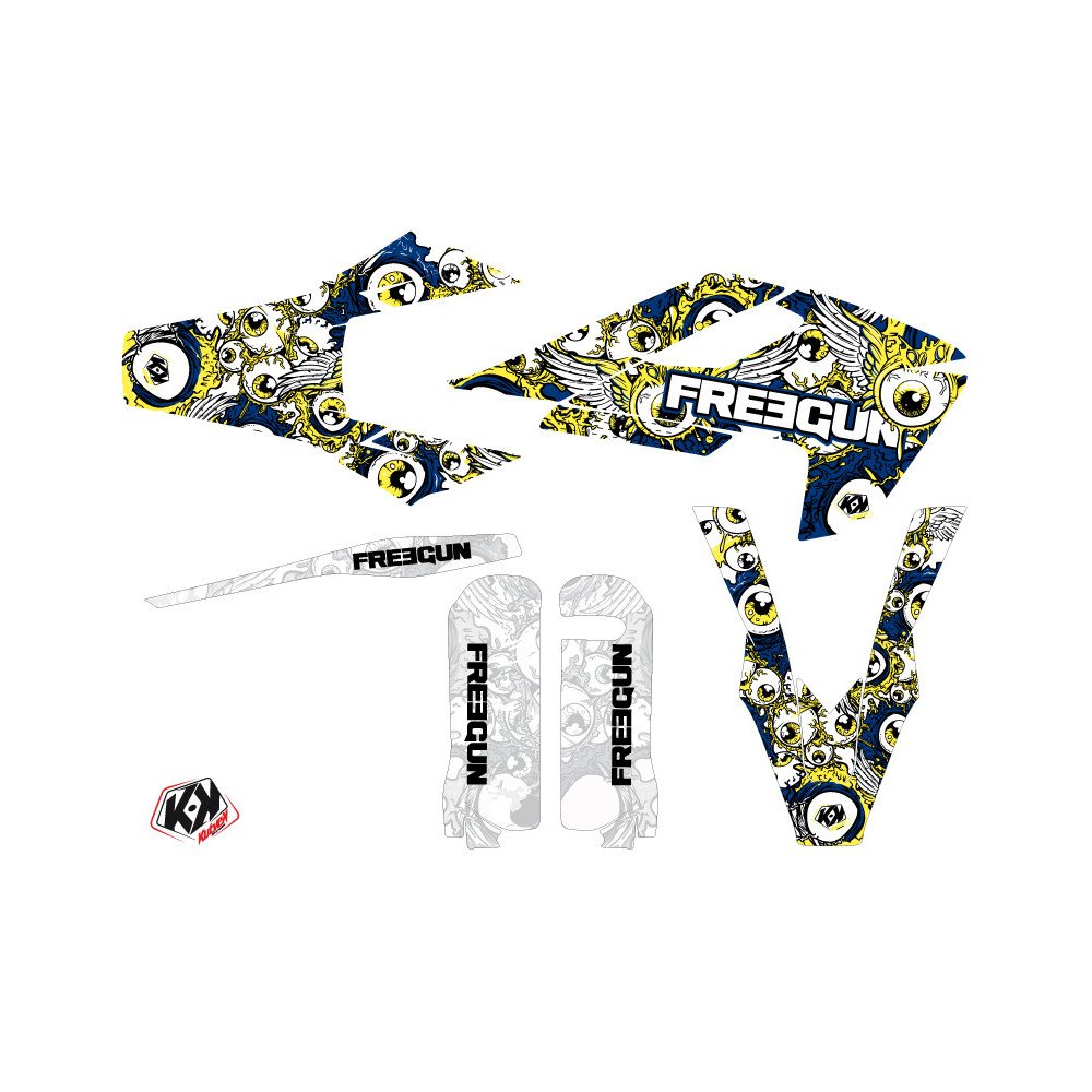 Kit Deco Moto Cross Freegun Eyed Husqvarna TC 125 Bleu Jaune