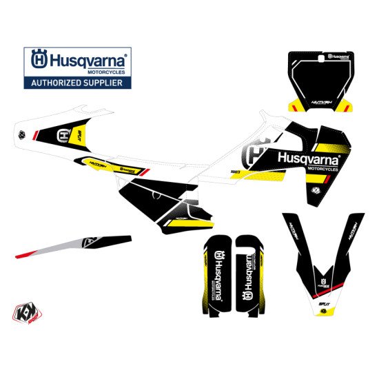 Kit Deco Moto Cross Split Husqvarna TC 125 Noir Jaune
