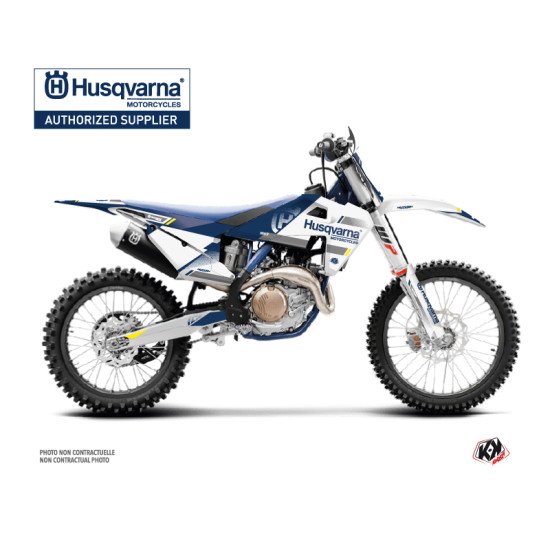 Kit Deco Moto Cross Split Husqvarna TC 125 Blanc Bleu