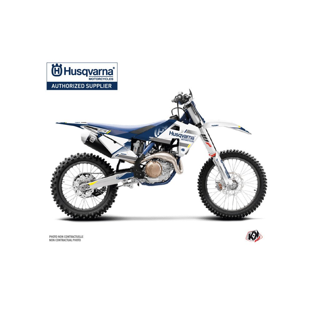 Kit Deco Moto Cross Split Husqvarna TC 125 Blanc Bleu