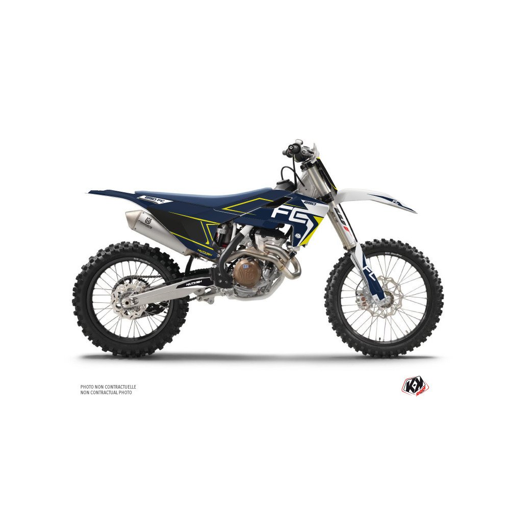 Kit Deco Moto Cross Halftone Husqvarna FC 250 Blanc Bleu