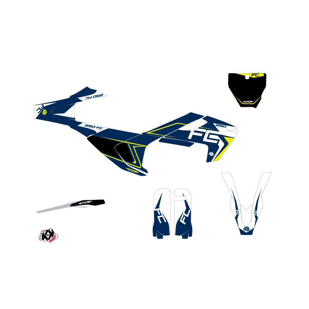 Kit Deco Moto Cross Halftone Husqvarna FC 250 Blanc Bleu