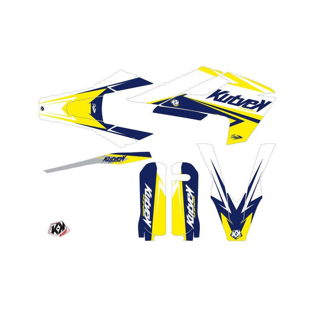 Kit Deco Moto Cross Stage Husqvarna FC 250 Blanc Jaune