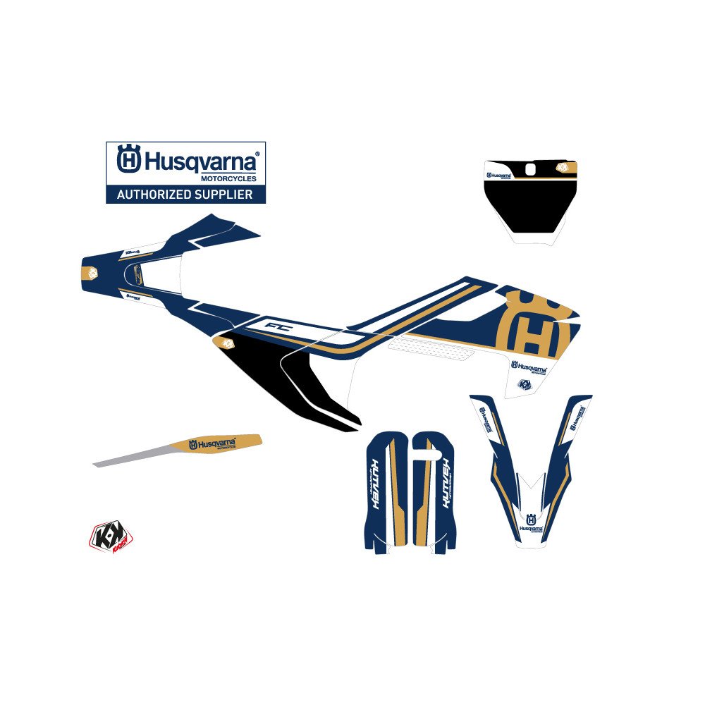 Kit Deco Moto Cross Heritage Husqvarna FC 250 Bleu