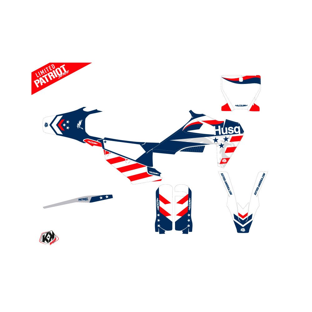 Kit Deco Moto Cross Patriot Husqvarna FC 250 Bleu
