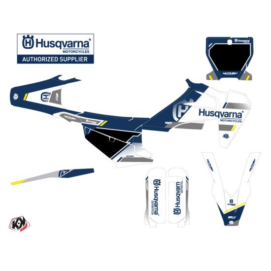 Kit Deco Moto Cross Split Husqvarna FC 250 Blanc Bleu
