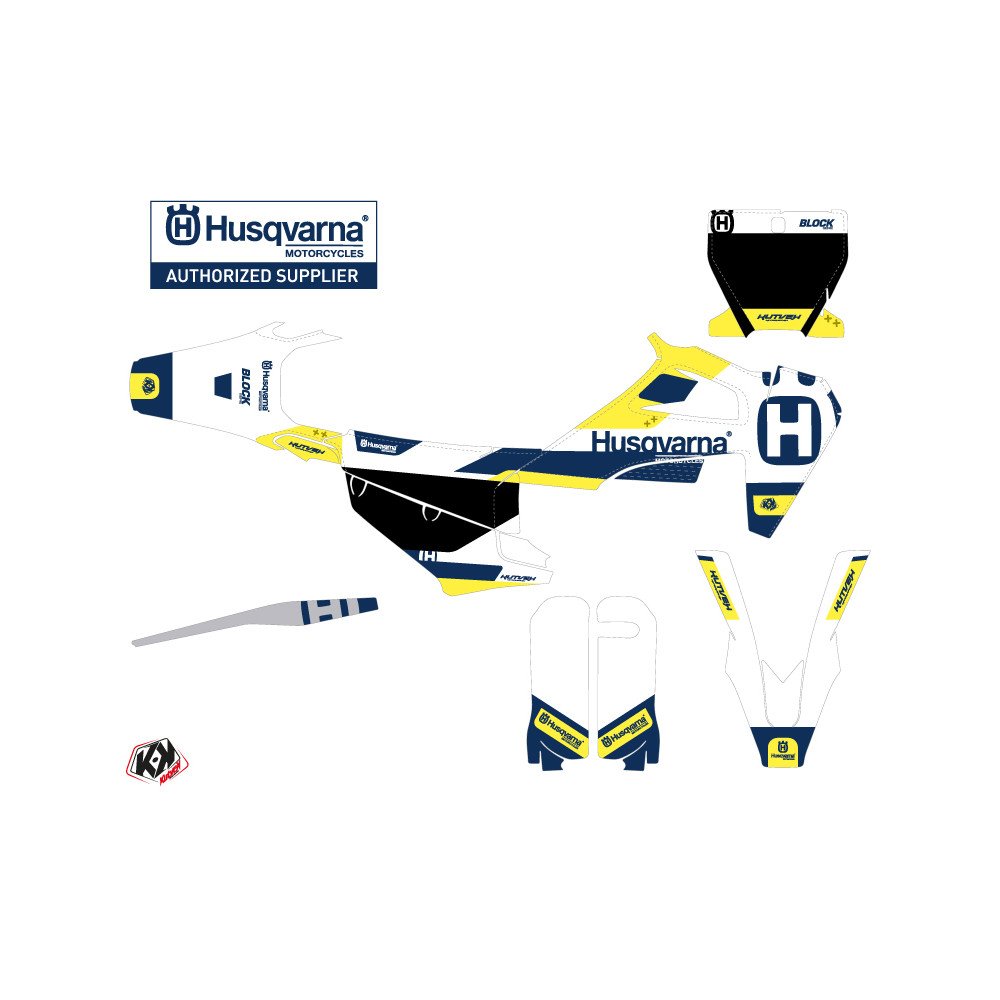 Kit Deco Moto Cross Block Husqvarna FC 250 Bleu Jaune