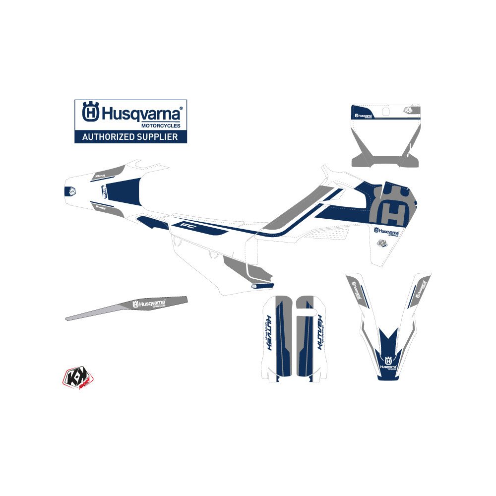 Kit Deco Moto Cross Heritage Husqvarna FC 350 Blanc Gris