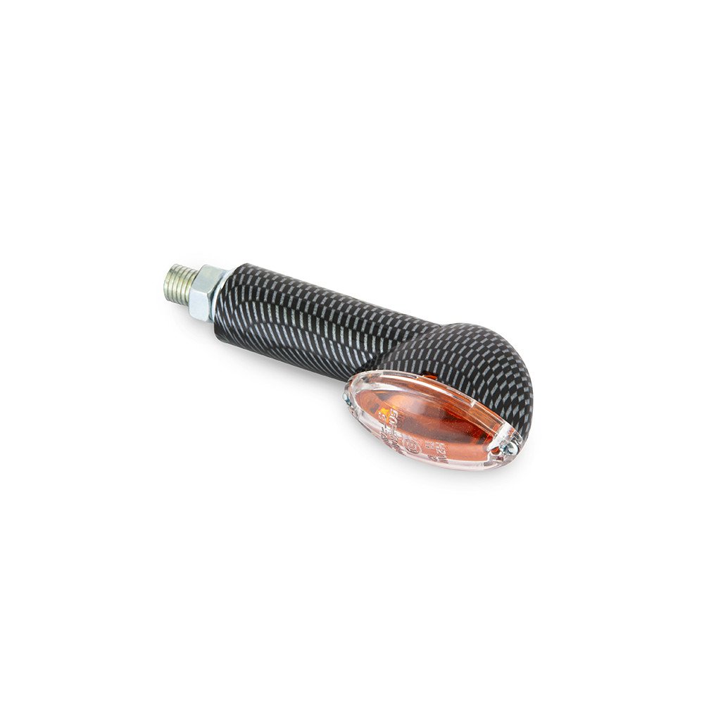 Paire de mini clignotants long ovale - look carbone