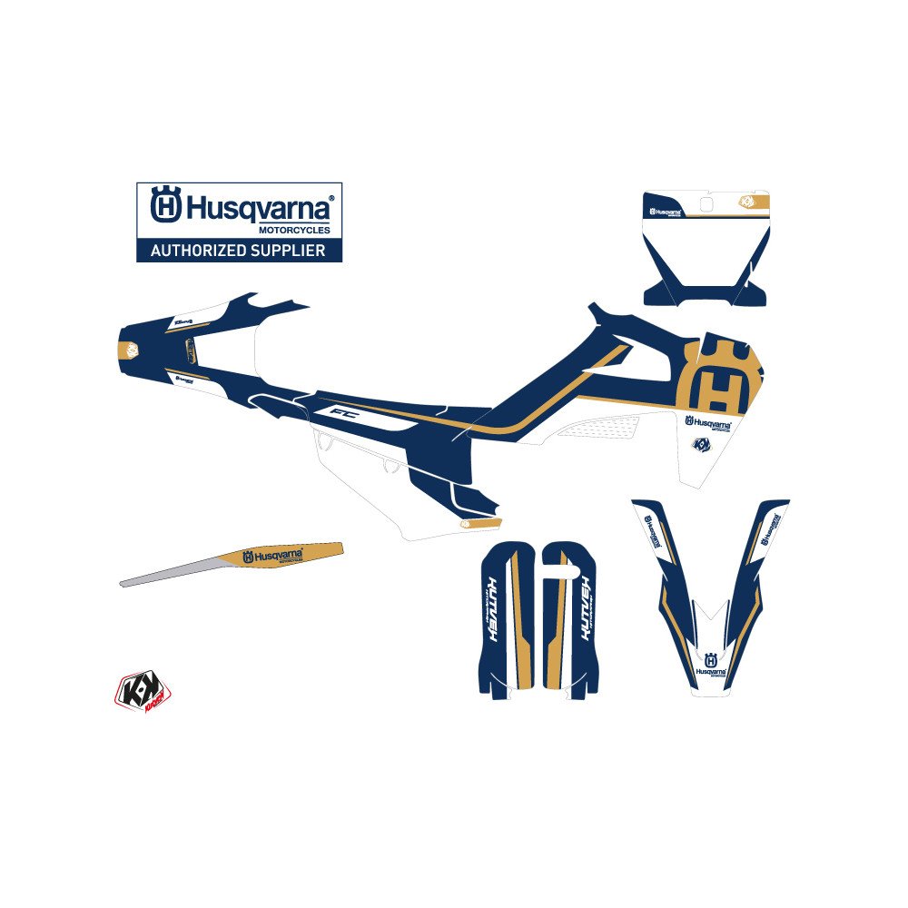 Kit Deco Moto Cross Heritage Husqvarna FC 350 Bleu