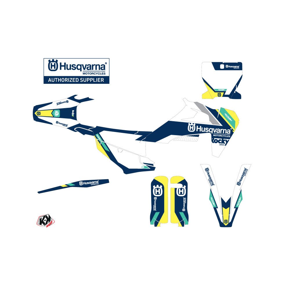 Kit Deco Moto Cross Rocky Husqvarna FC 450 Bleu