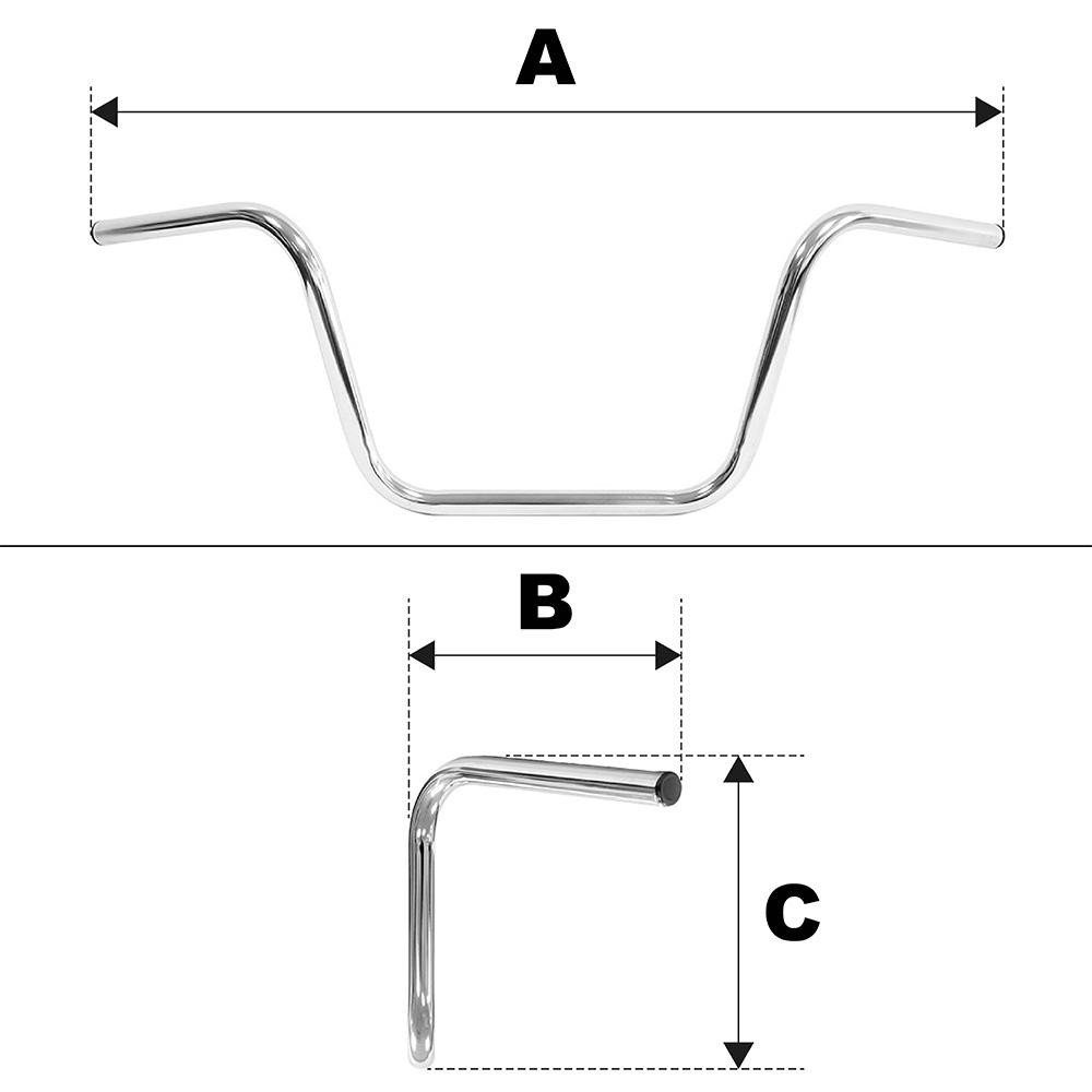Guidon Custom Apehanger Bas Ø 22 mm
