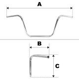 Guidon Custom Apehanger Bas Ø 22 mm