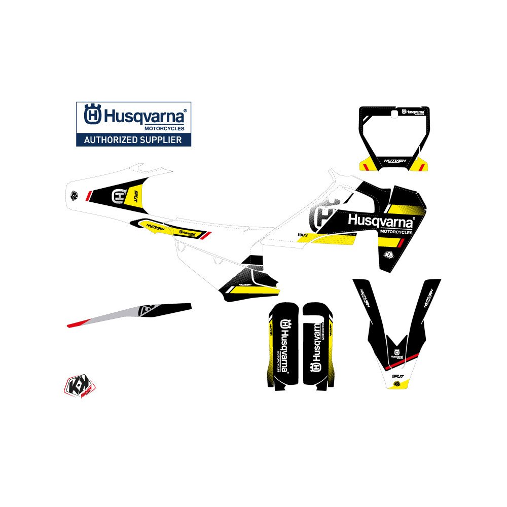 Kit Deco Moto Cross Split Husqvarna 250 TE Noir Jaune