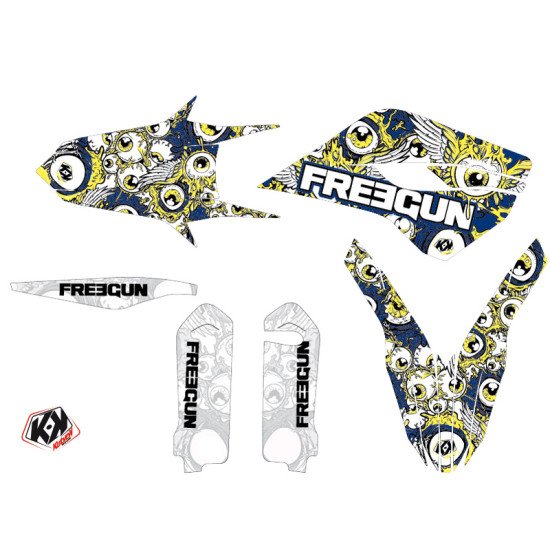 Kit Deco Moto Cross Freegun Eyed Husqvarna TC 250 Bleu Jaune