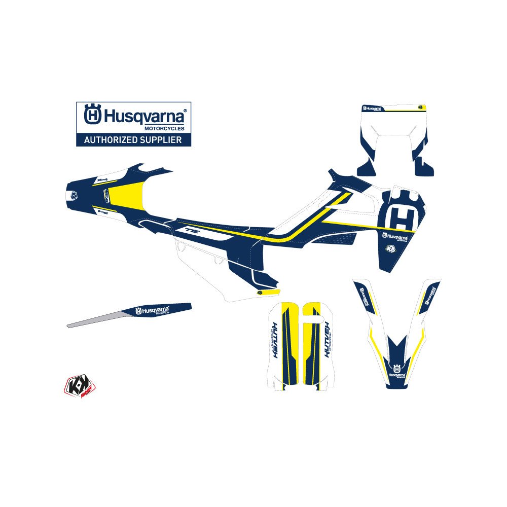 Kit Deco Moto Cross Heritage Husqvarna 300 TE Bleu Blanc