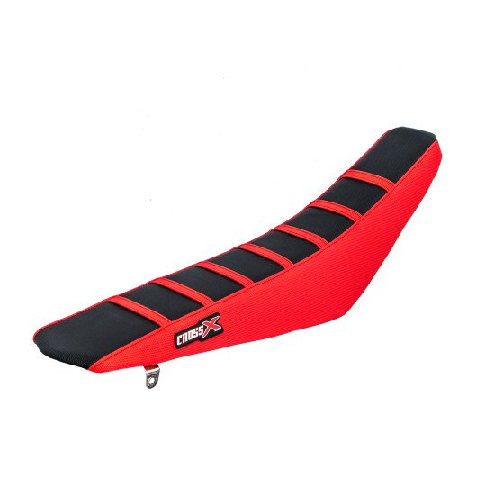 HOUSSE DE SELLE HONDA CRF 250 - 450 - TOP BLACK- SIDE RED-STRIPES RED