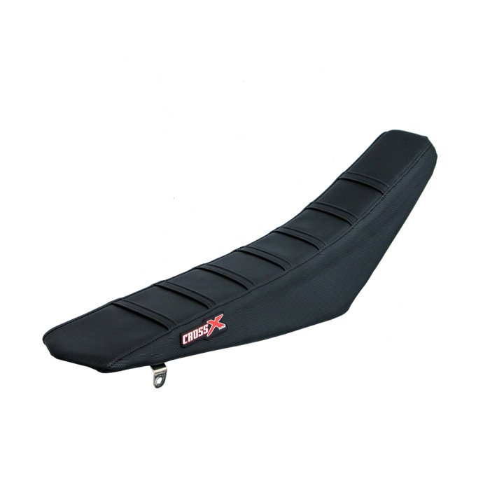 HOUSSE DE SELLE HONDA CR 125 - 250 TOP BLACK- SIDE BLACK-STRIPES BLACK