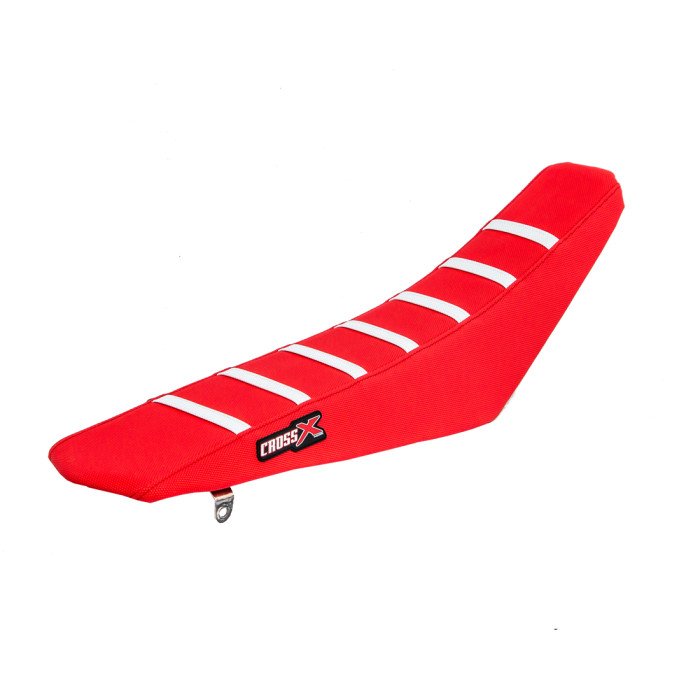 HOUSSE DE SELLE HONDA CRF 250-450 - TOP RED- SIDE RED-STRIPES WHITE
