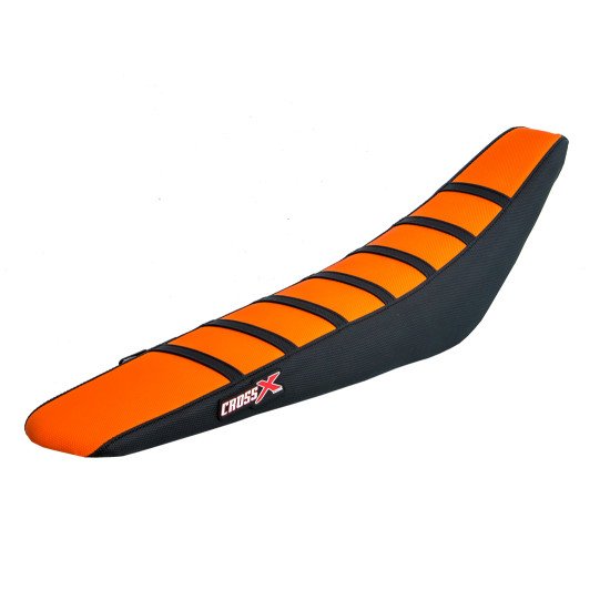 HOUSSE DE SELLE KTM SXF-SX , XC , EXC - TOP ORANGE- SIDE BLACK-STRIPES