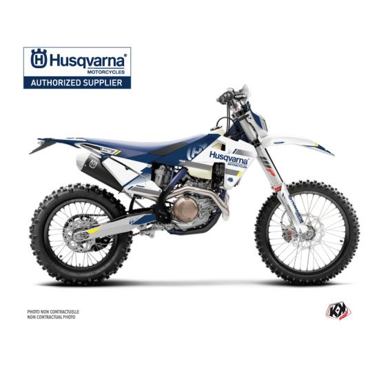 Kit Deco Moto Cross Split Husqvarna 300 TE Blanc Bleu