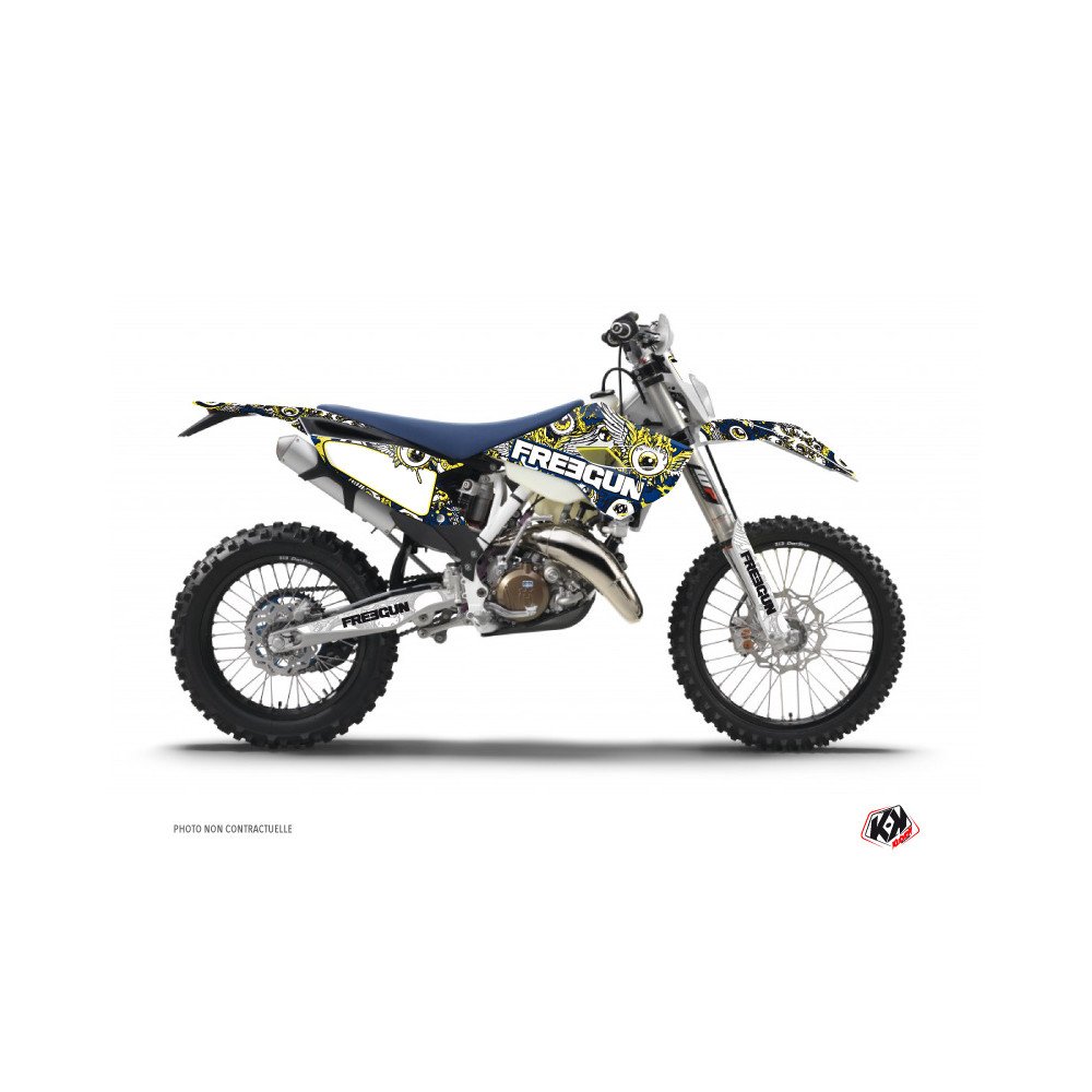 Kit Deco Moto Cross Freegun Eyed Husqvarna 300 TE Bleu Jaune