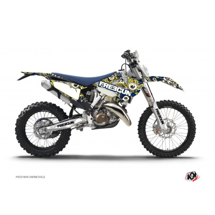 Kit Deco Moto Cross Freegun Eyed Husqvarna 300 TE Bleu Jaune
