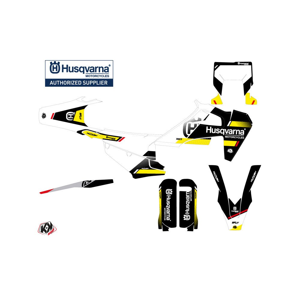 Kit Deco Moto Cross Split Husqvarna 250 FE Noir Jaune