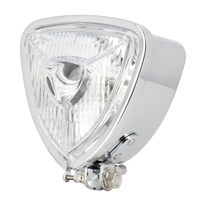 Phare Chromé Custom Triangle Fixation centrale custom Optique