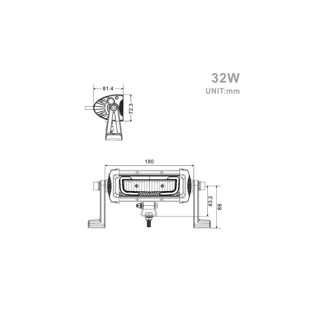 Projecteur Rectangulaire LED 32W 2625 Lum avec feux diurne