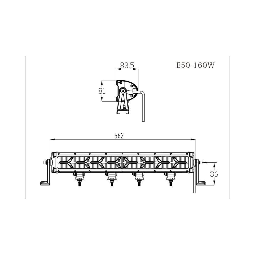 Projecteur LED 22 Pouce (562 mm) avec fonction clignotant et feux diur