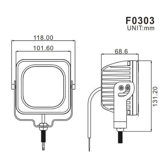 Projecteur LED 5 Pouces (101,6 mm) Cube 40W