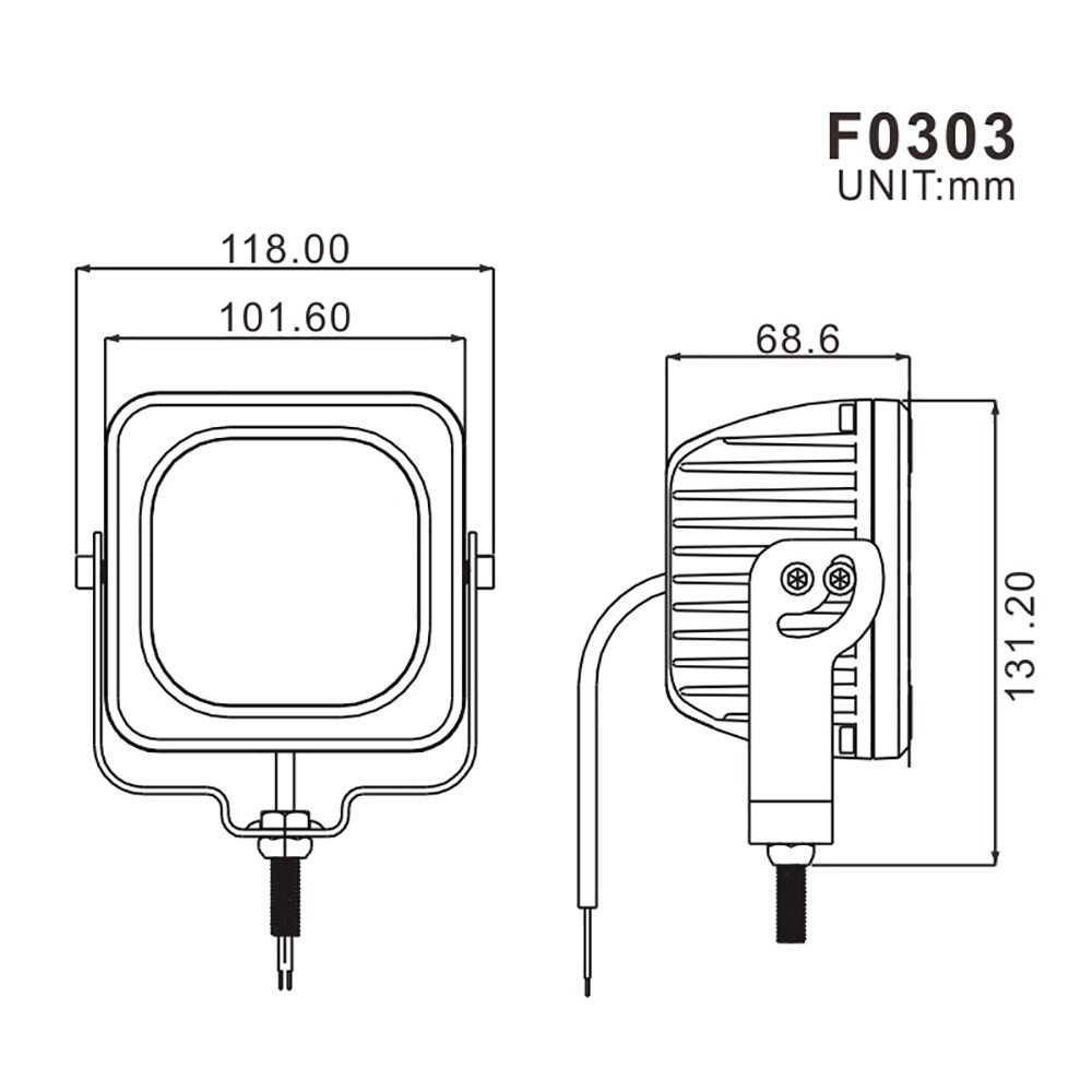 Projecteur LED 5 Pouces (101,6 mm) Cube 40W