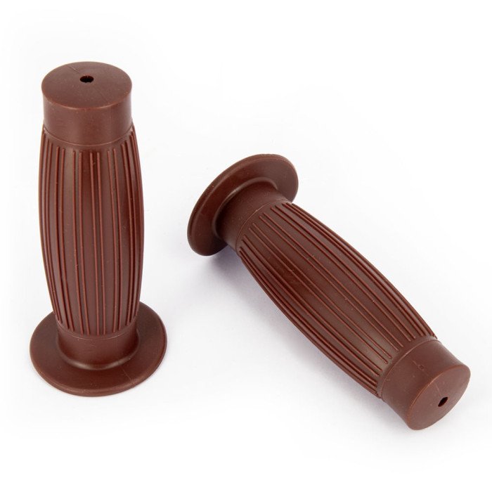 Poignées Moto Ballon Lignées Vintage Grip Marron