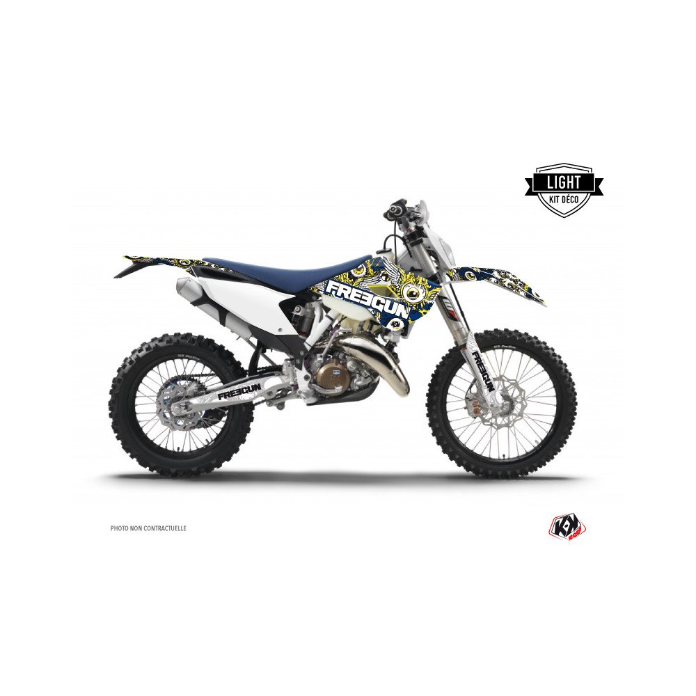 Kit Deco Moto Cross Freegun Eyed Husqvarna 350 FE Bleu Jaune