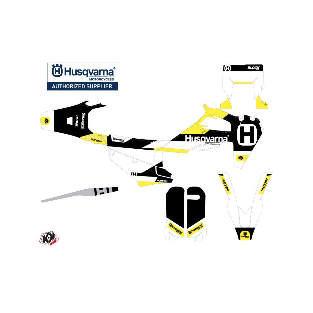 Kit Deco Moto Cross Block Husqvarna 450 FE Noir Jaune