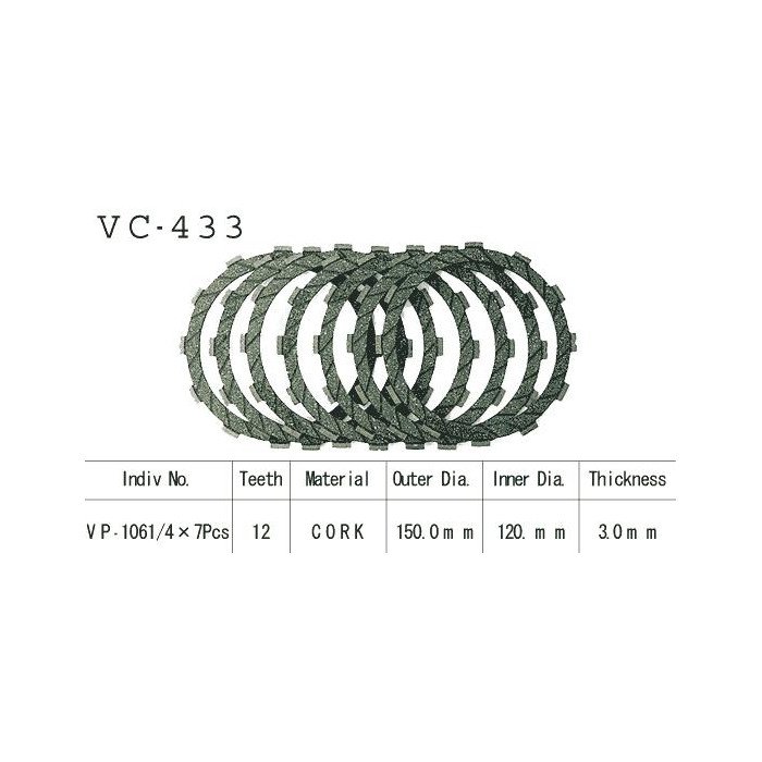 Kit Disques d'Embrayage Garnis Kx250 B1/C1 1982/1983