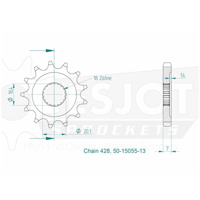 Pignon 13 Dents - Pas 428 - Similaire JTF785