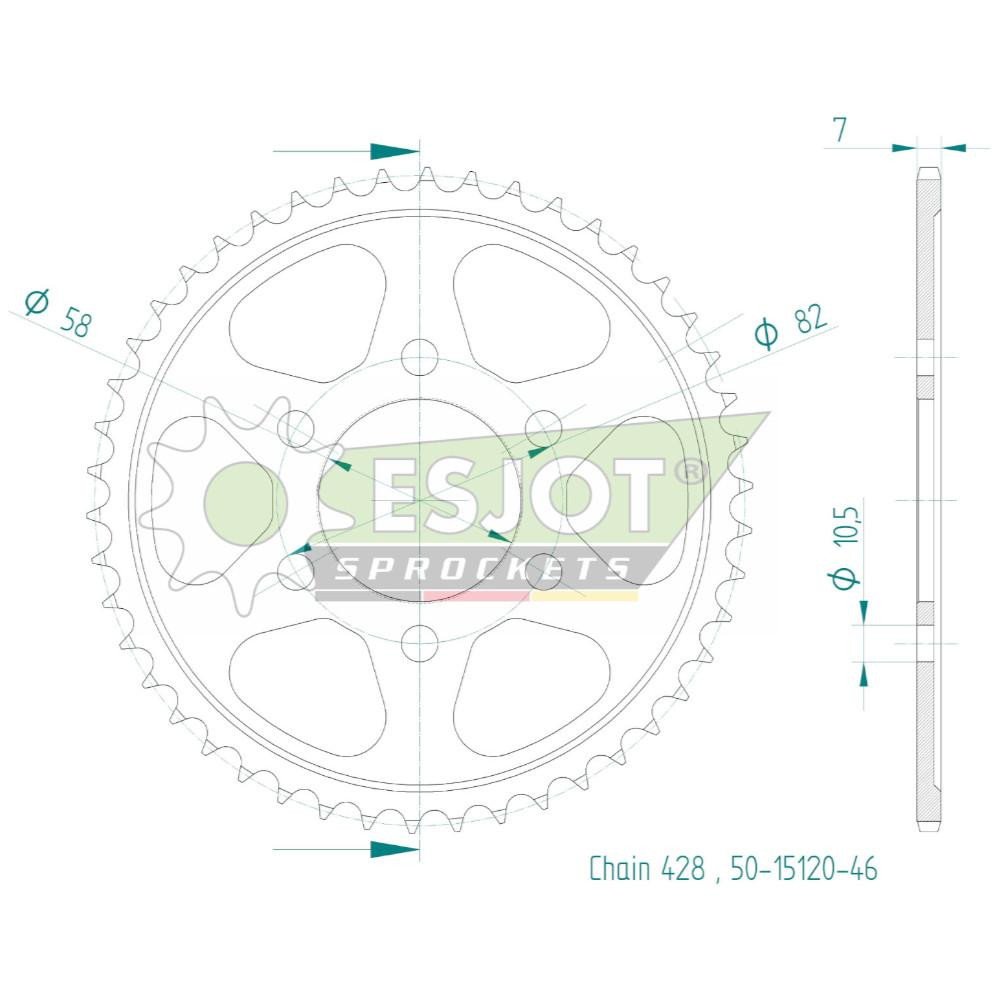 Couronne Acier 46 Dents - Pas 428