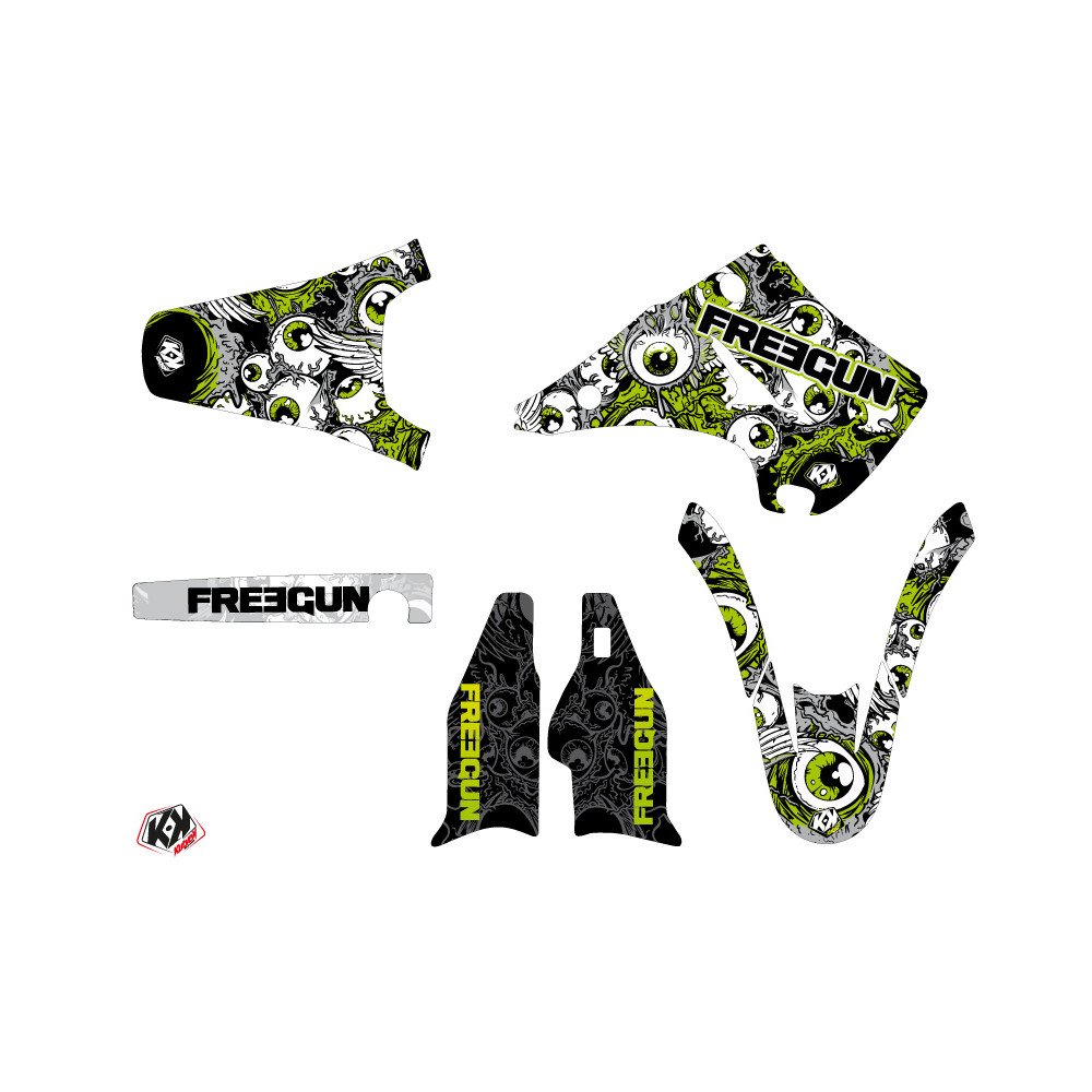 Kit Deco Moto Cross Freegun Eyed Kawasaki 125 KX Vert LIGHT