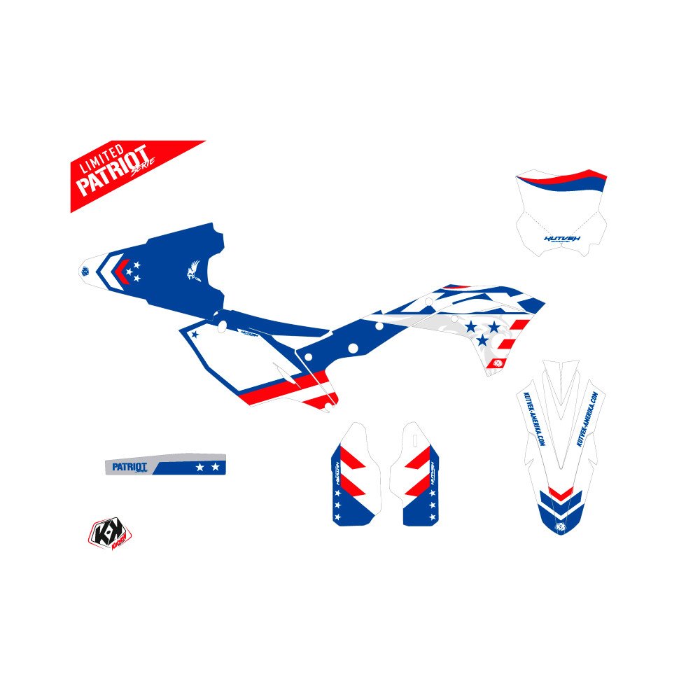 Kit Deco Moto Cross Patriot Kawasaki 250 KXF Bleu