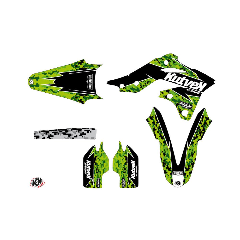 Kit Deco Moto Cross Predator Kawasaki 250 KXF Noir Vert